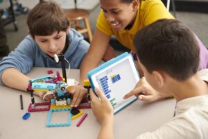 Kids playing with Lego Spike Prime