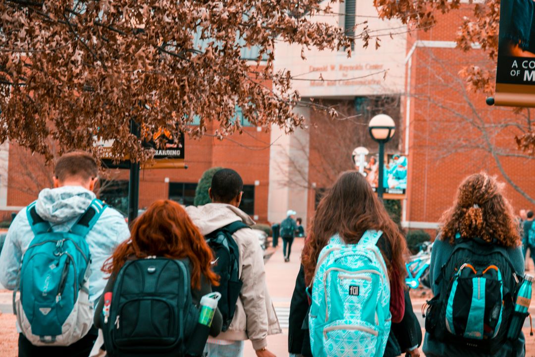 Students going to school